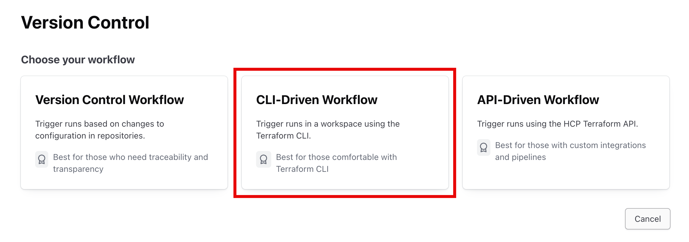 Select the CLI-driven workflow