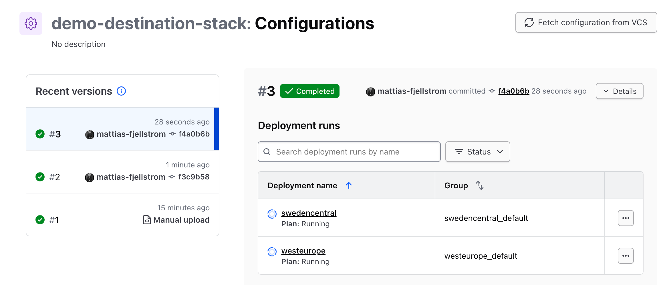 A new deployment is added to the stack