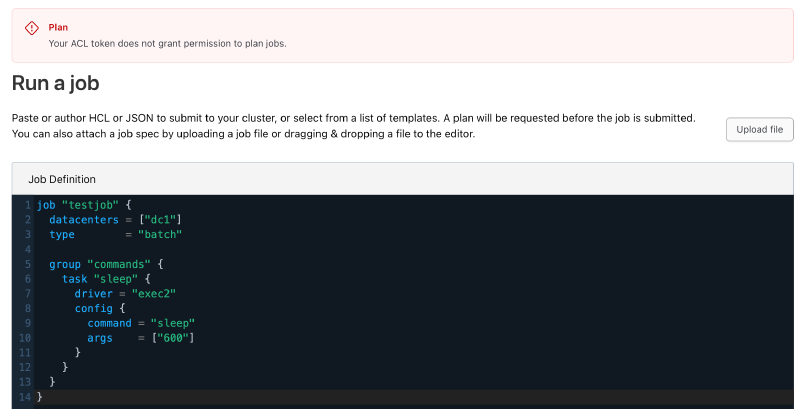 Failed to plan a job