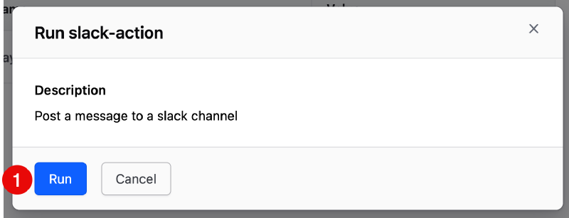 Click on the run button to trigger the action