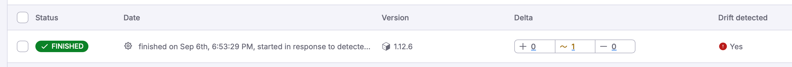 Automatic drift reconciliation finished